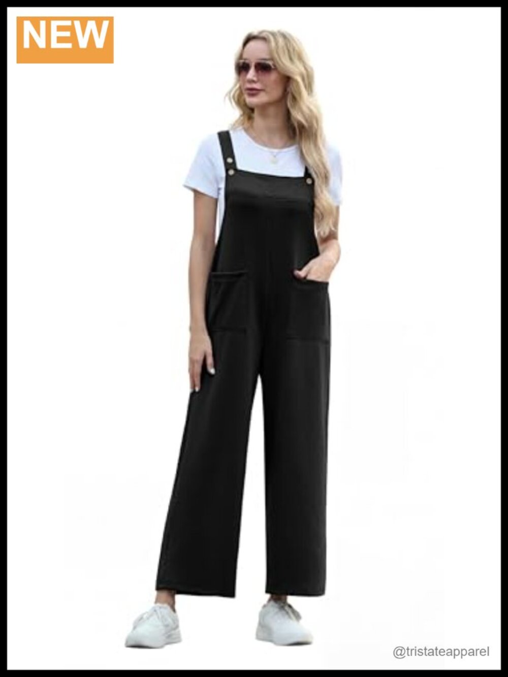 Womens Wide Leg Bib Overalls Jumpsuit with Pockets Adjustable Straps